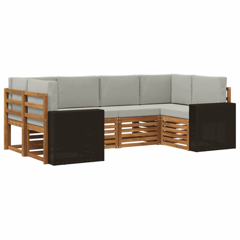Set divano sezionale 6 pcs Naturale e Grigio Chiaro Poliestere 3384782