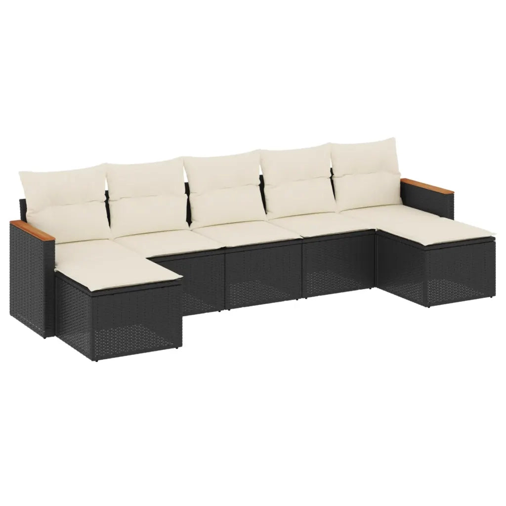 Set Divani da Giardino con Cuscini 7pz Nero Polyrattan 3226231