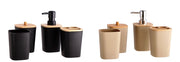 Set 4 Pezzi Accessori Bagno in Plastica e Bamboo 2 Colori