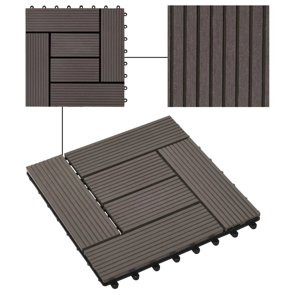 Piastrella per Decking 22 pcs Marrone Scuro 30 x 30 cm WPC 3444836