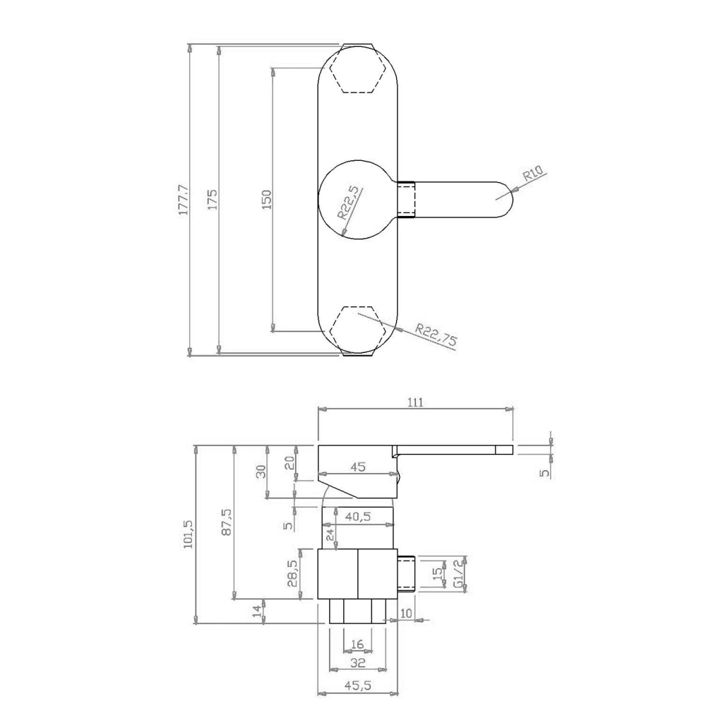 Miscelatore monocomando esterno doccia DH in cromo