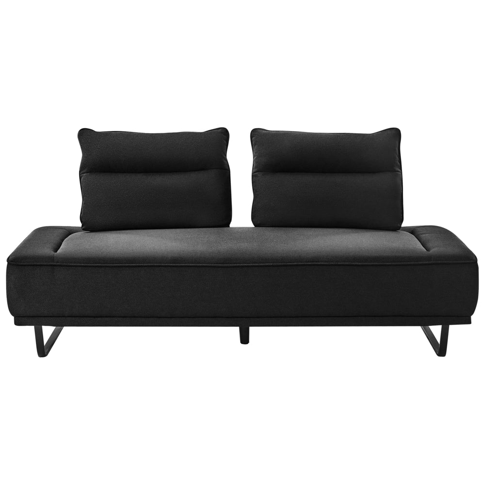 Divano a 3 posti in tessuto Divano nero Gambe in ferro Tessuto intrecciato Schienale regolabile Moderno