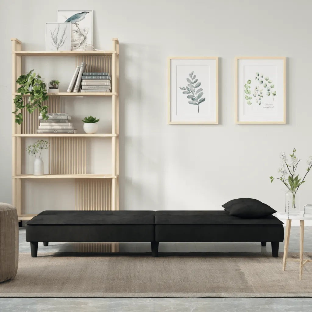 Divano Letto Nero in Velluto 351911