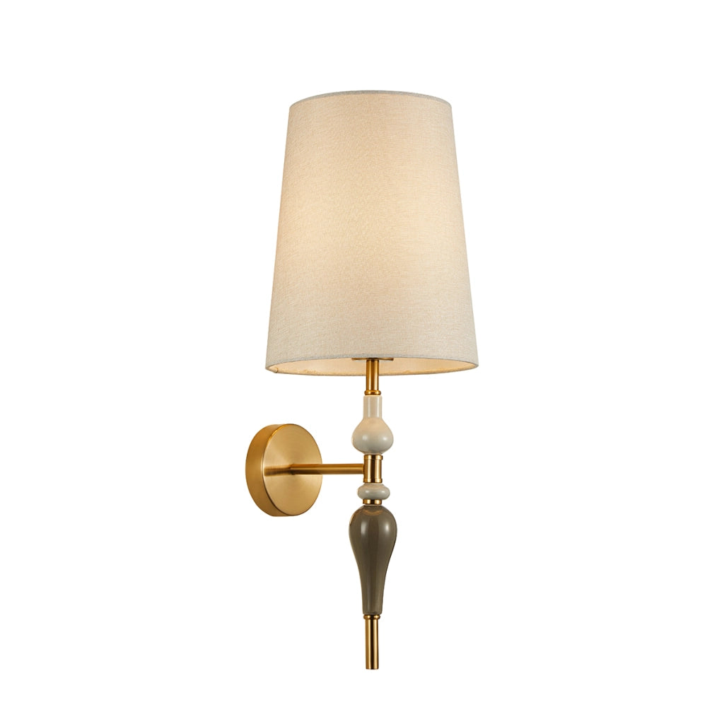 Applique classica MOREN bronzo antico, paralume pesca E27 Italux