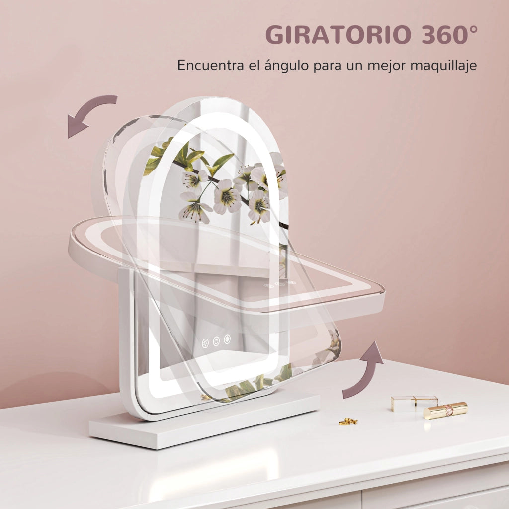Specchio da Trucco con Luce LED ¨C Minimal ¨C 33x12x44,5 cm Bianco