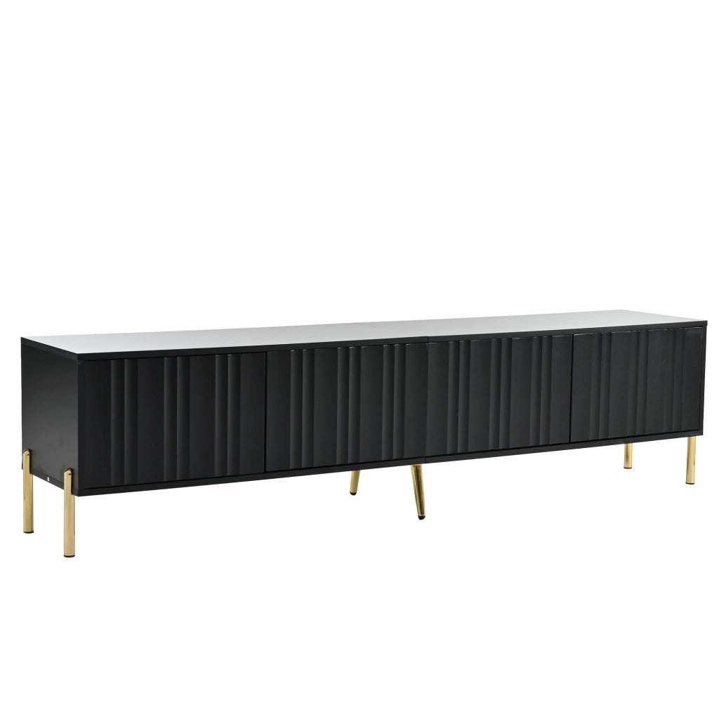 Mobile TV nero - Zephmum - 190x38x48 cm - gambe dorate