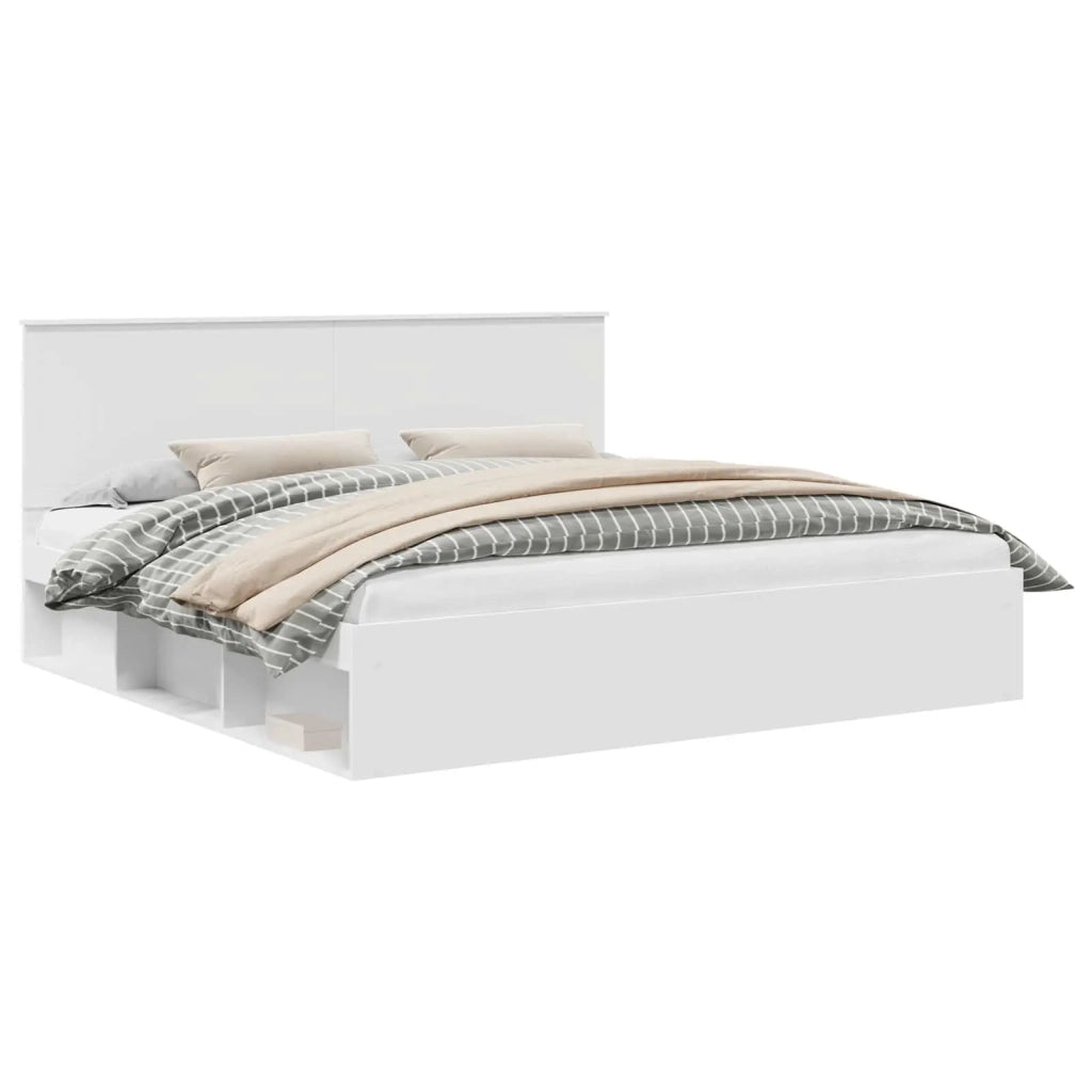 Struttura del letto-Giroletto-Rete del Letto Bianco 200 x 200 cm Pino massello 291644