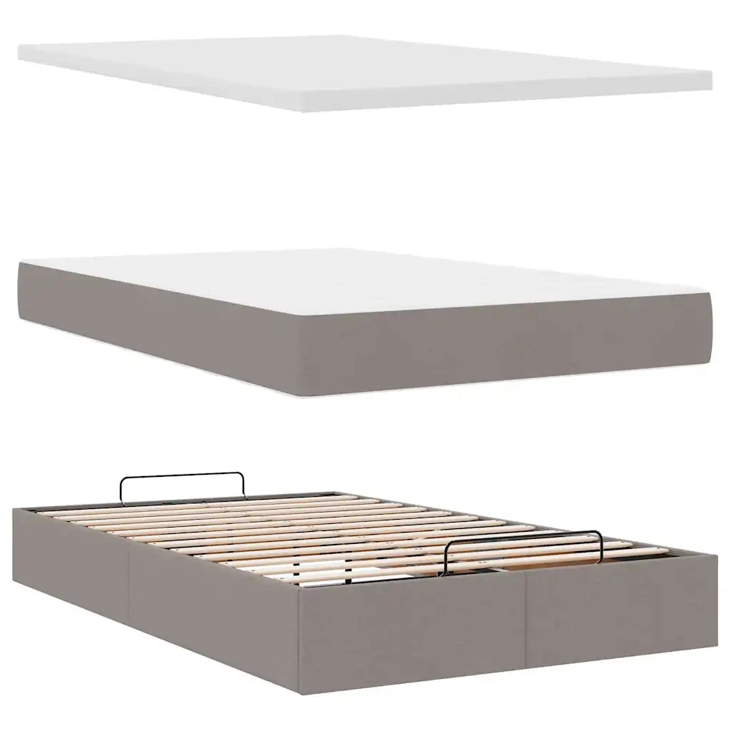 Struttura Letto Pouf con Materasso Tortora 120x190 cm Tessuto 3311612