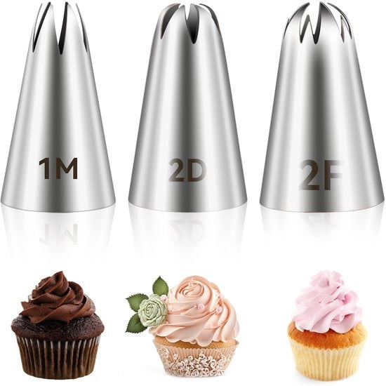 Set di Spennelli per Tartine 3 Pezzi - 1M/2D/2F Decorazione per Torta - Strumenti Decorativi in Acciaio Inossidabile - Strumento per Glassa per Cupcake/Cookie - Decorazione Professionale per Torta