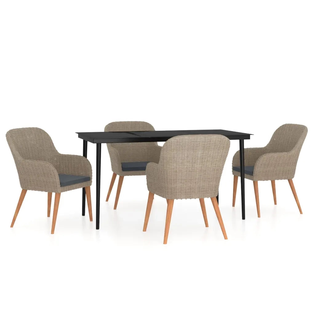 Set da Pranzo da Giardino 5 pz con Cuscini Marrone 3099525
