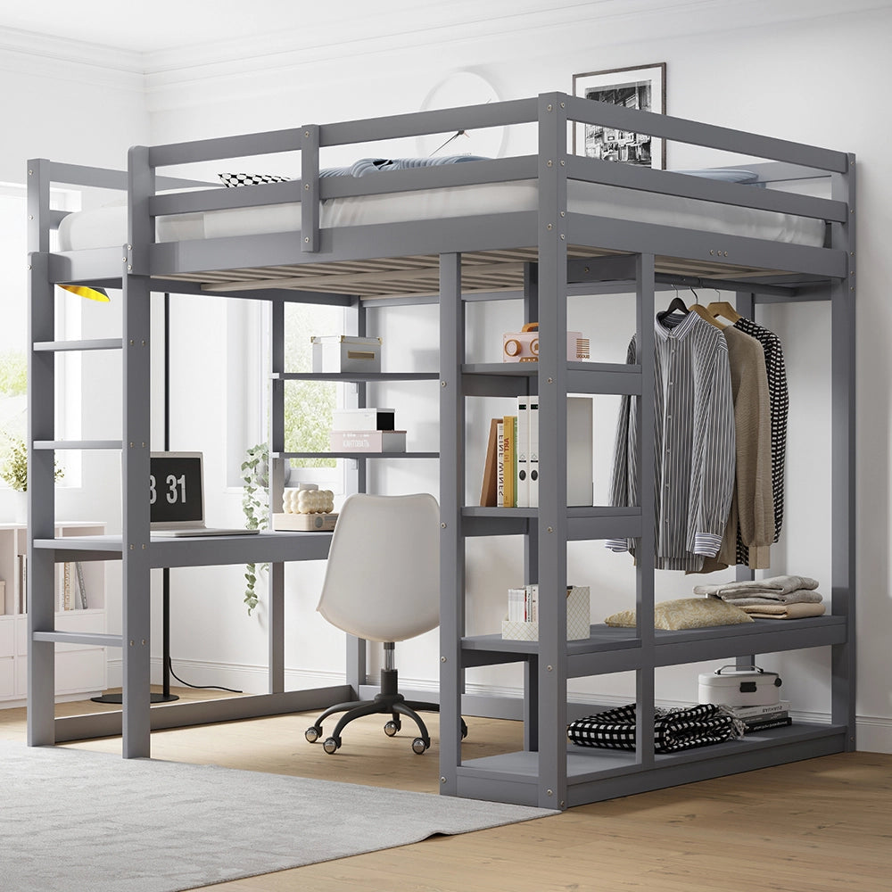 Letto a castello - Xylo - 140x200 cm scrivania grigio