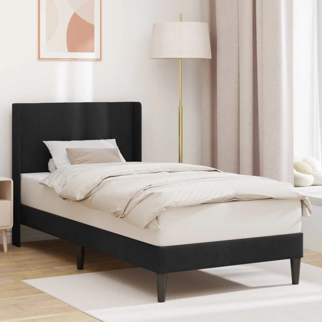 Struttura del letto con testiera-Giroletto Nero 100 x 200 cm Velluto 593334