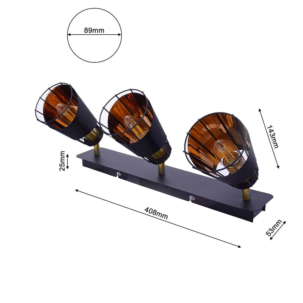 Plafoniera Milagro Rick ML5567 3 luci E14 3x40W oro/nero