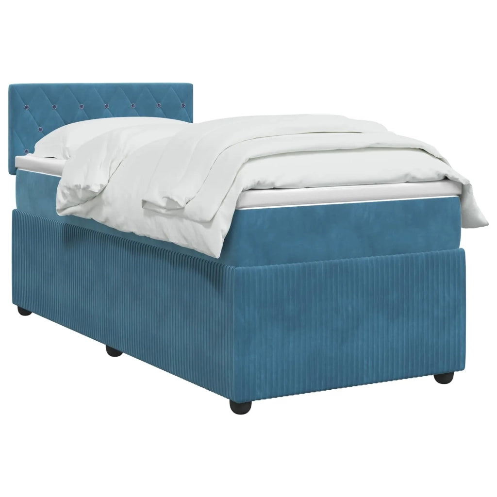 Letto box spring con materasso Blu Scuro 100 x 200 cm Velluto 3451617