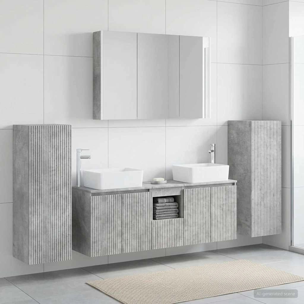 Set di mobili per il bagno 6 pz Grigio Cemento 3407170