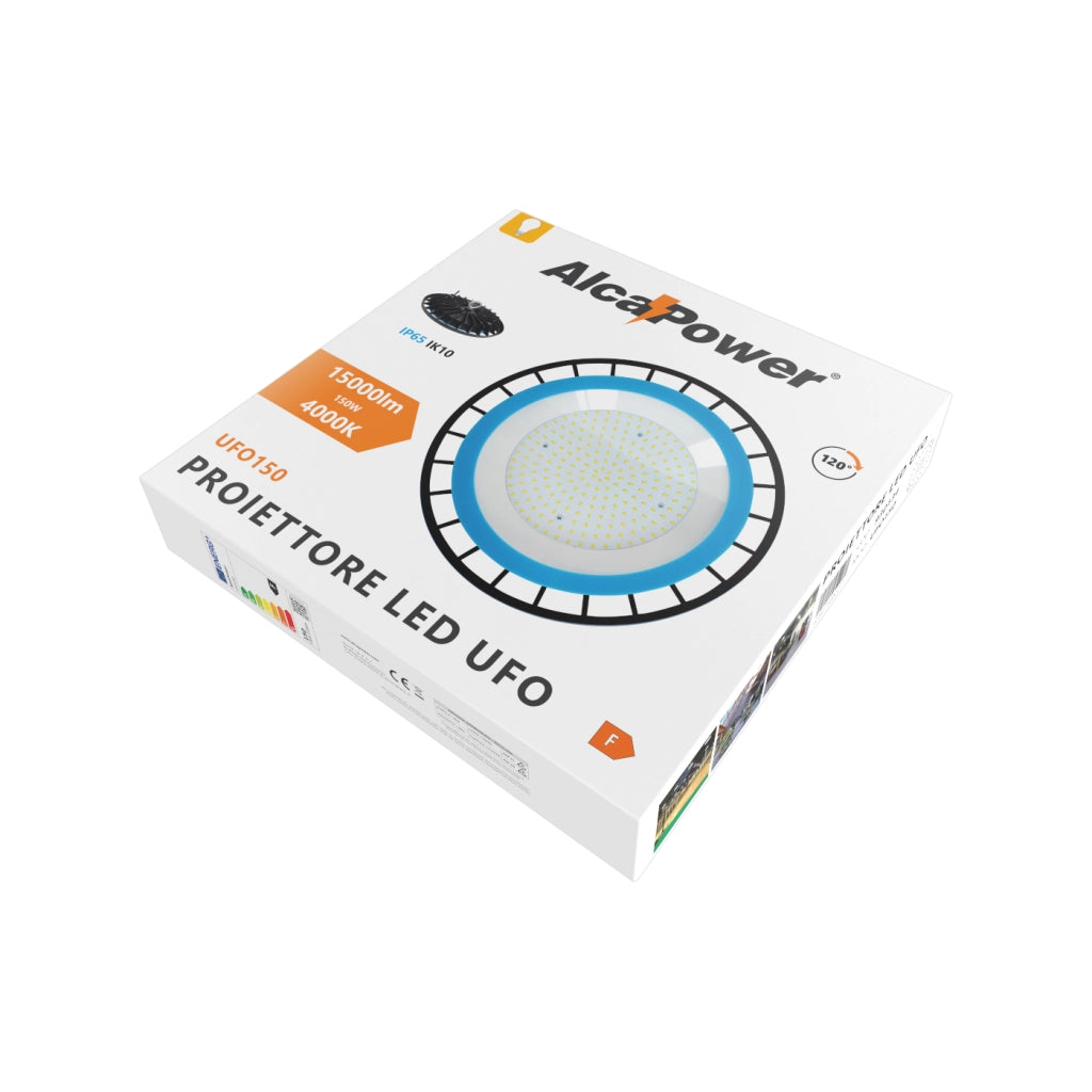 Lampada a led industriale "UFO" da 150W per 5/6 metri di altezza
