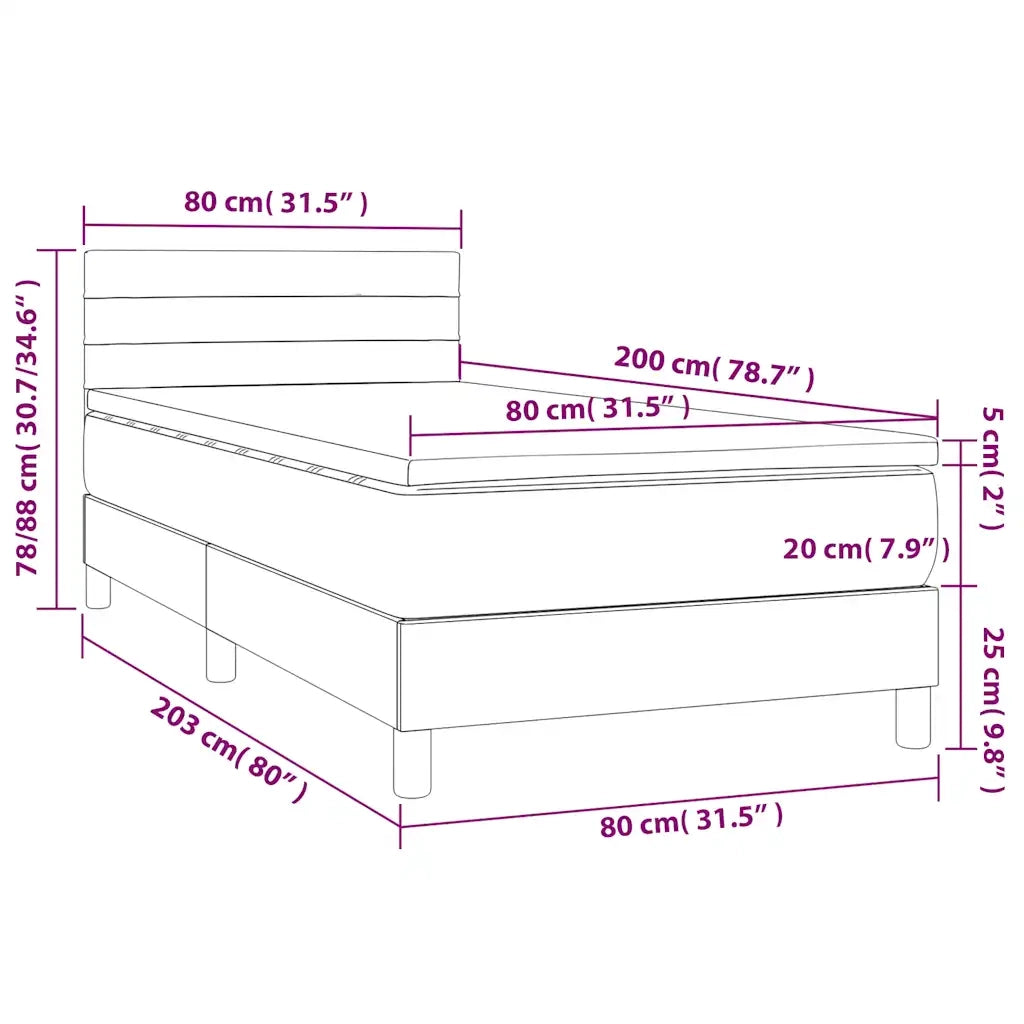 Giroletto a Molle con Materasso-Struttura Letto con Materasso Blu 80x200 cm inTessuto 392596