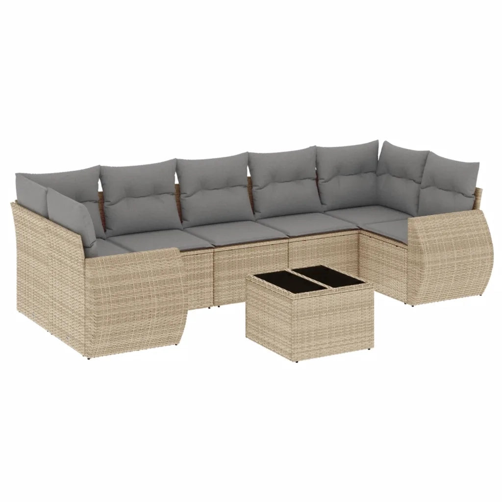 Set Divano da Giardino 8 pz con Cuscini Beige in Polyrattan 3221138