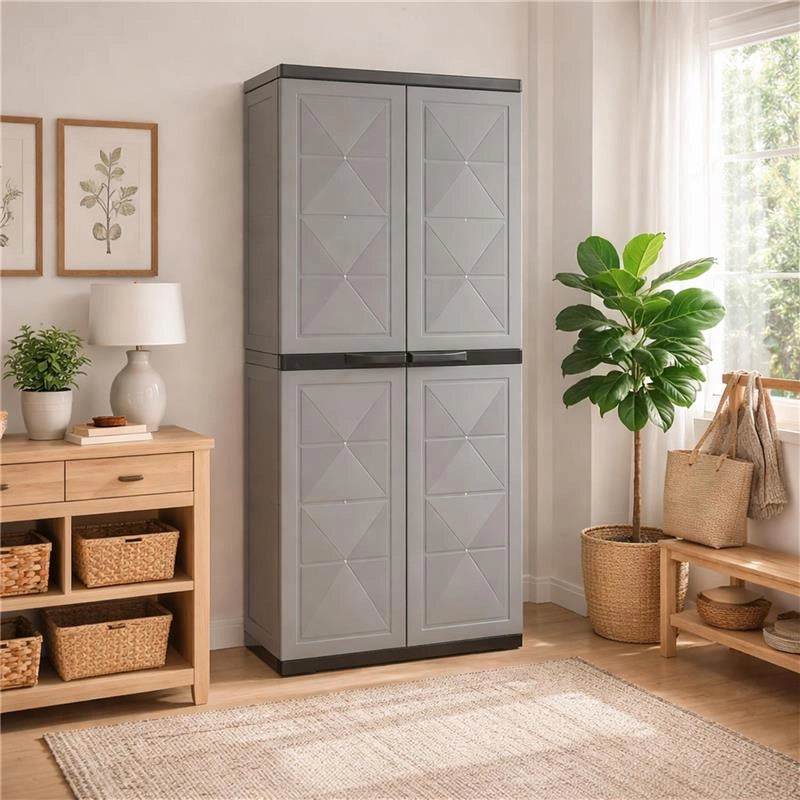 ARMADIO BASIC LINE CON 1 PORTA SCOPE E 3 RIPIANI REGOLABILI - DARK GREY DIMENSIONE 65X37X165