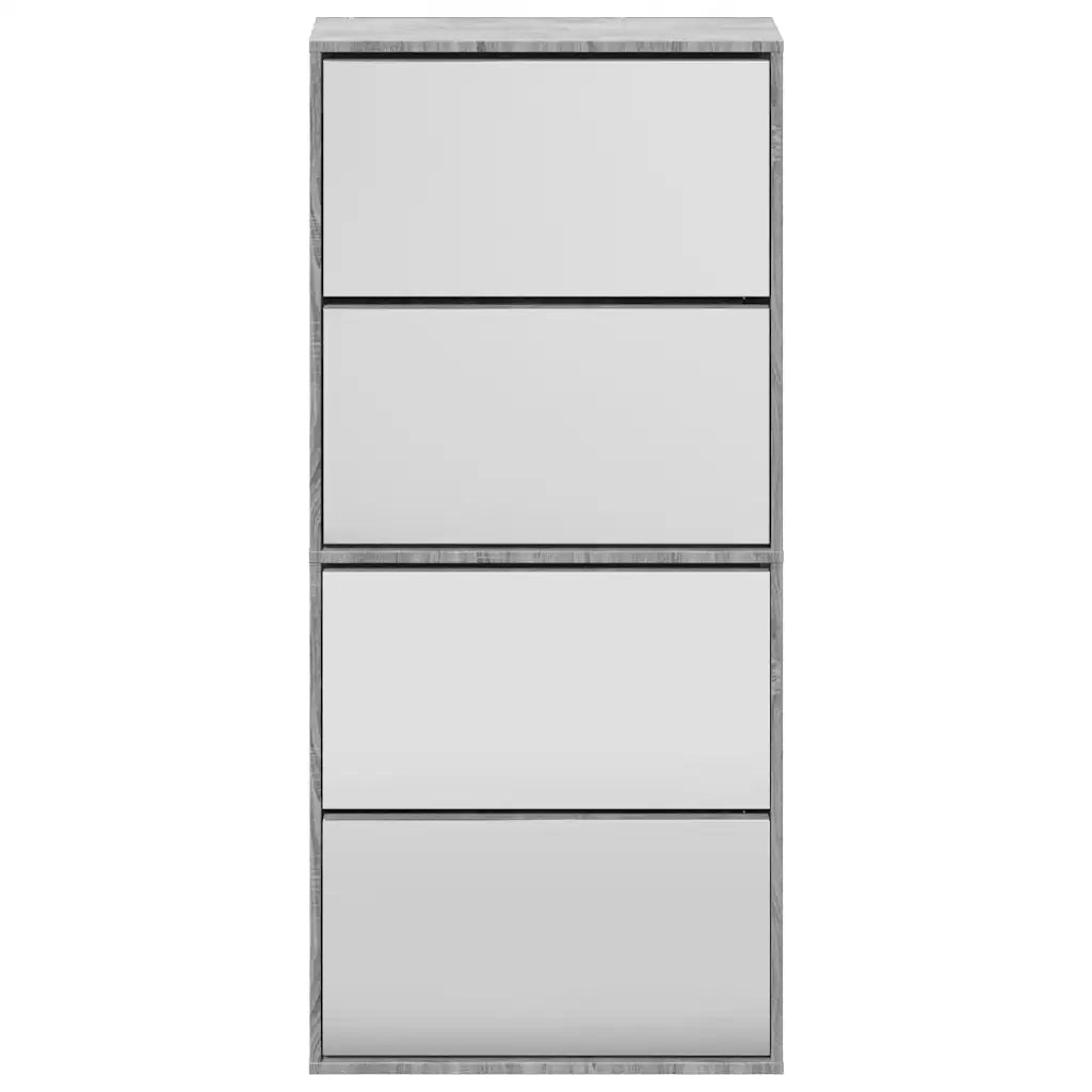 Scarpiera con Specchio a 4 Livelli-Mobile con specchio Grigio Sonoma 63x17x134 cm