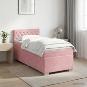 Letto box spring con materasso Rosa 80 x 200 cm Velluto 3450601