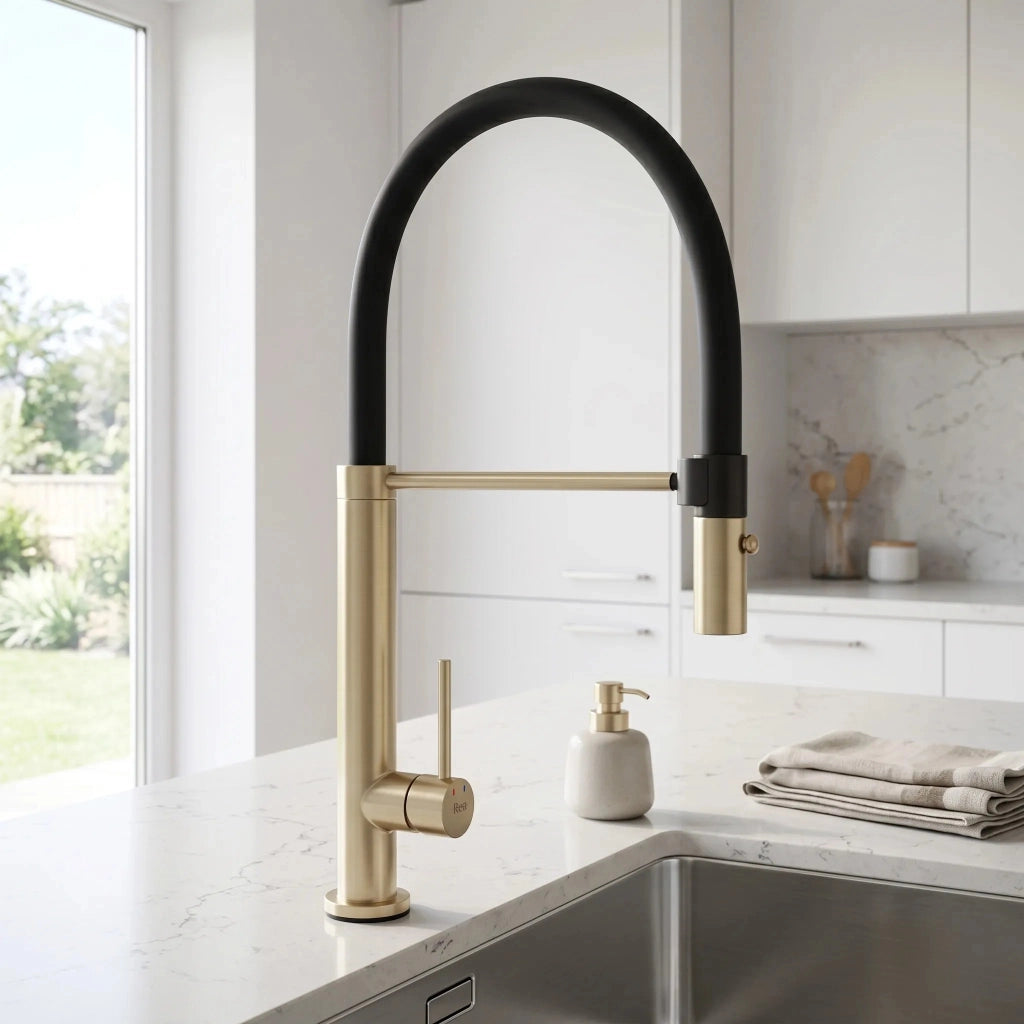 Rubinetto Da Cucina Rea Viera Gold Brush