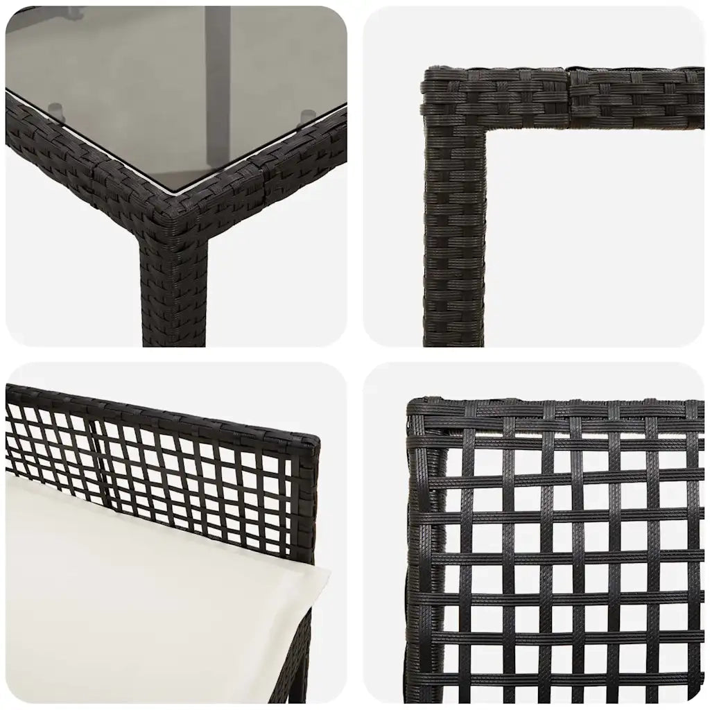 Set da Pranzo per Giardino 7 pcs Nero polyrattan 3334859