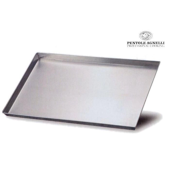 Agnelli COAL49-350 Teglia Rettangolare Lega Alluminio 3003 con Orlo per Pizza e Pasticceria 50x35x3 cm colore Argento