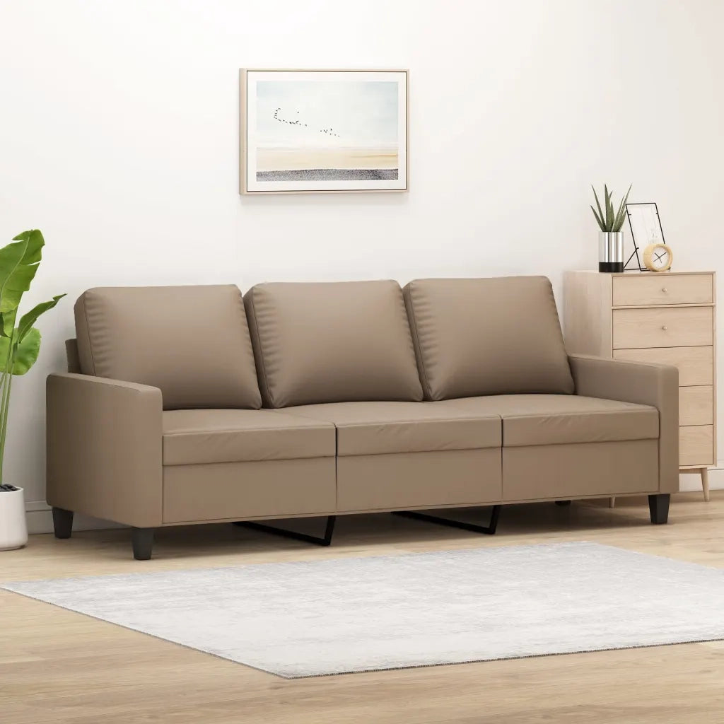 Divano a 3 Posti-Sofa 3 Posti Cappuccino 180 cm in Similpelle 208506