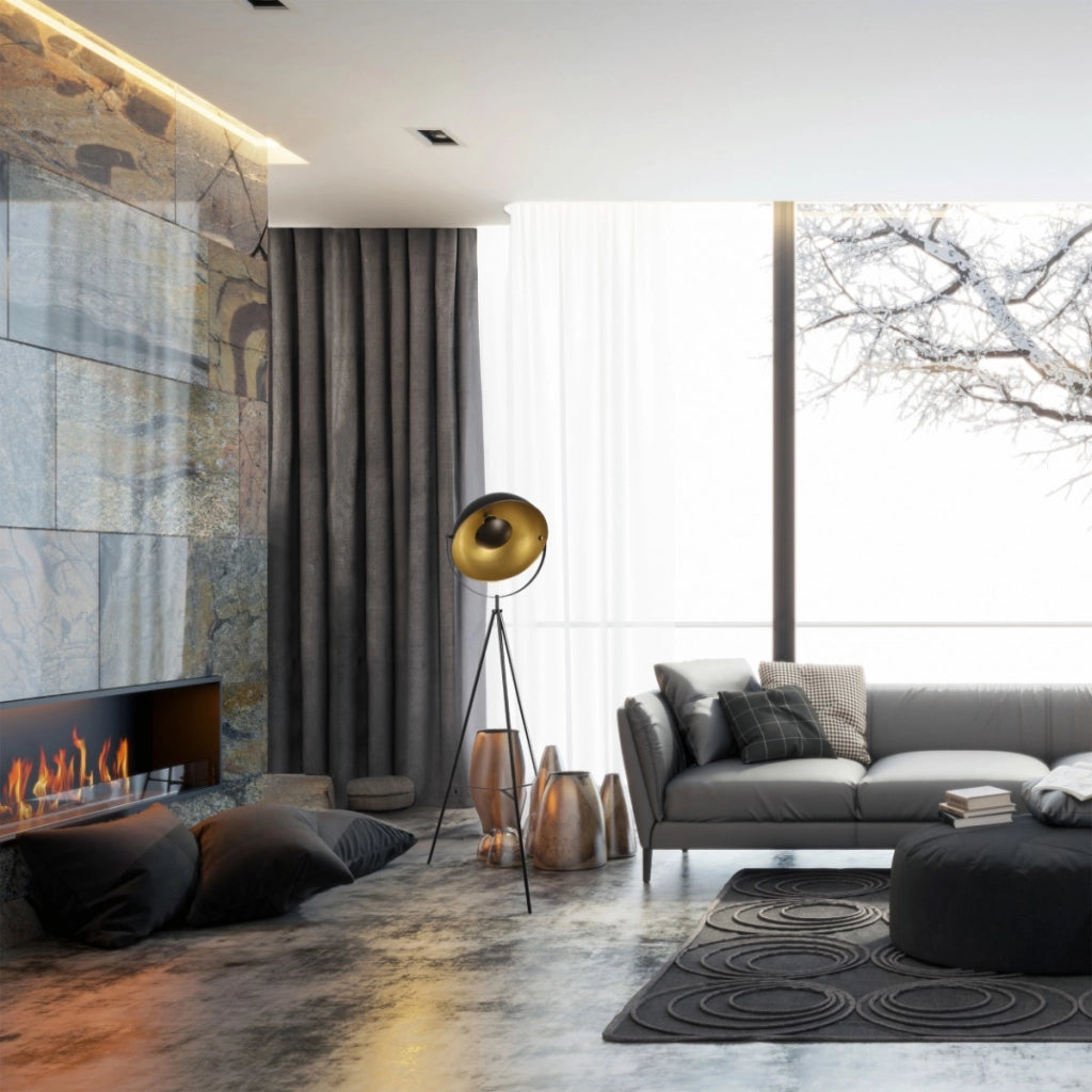Lampada da terra treppiede nero oro E27 20W Matylda Polux