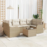 Set Divano da Giardino con cuscino 7 pcs Beige e Crema
