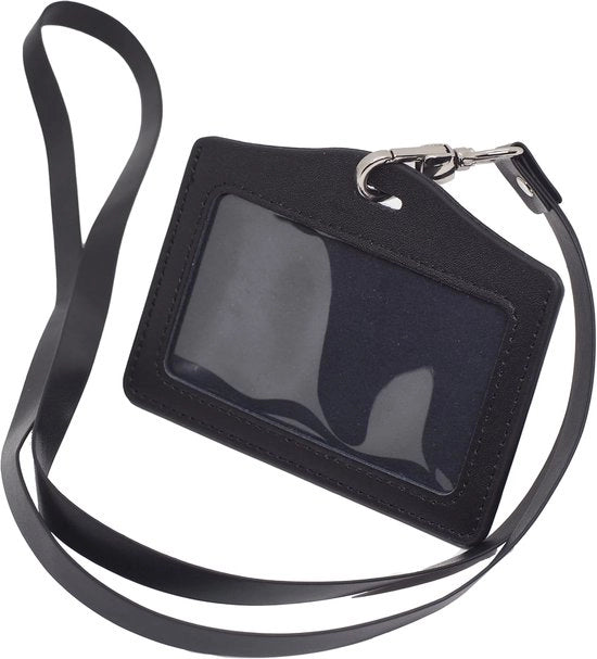 ID-kaarthouder robusto - ideale per badge - 1 pezzo - nero - pelle