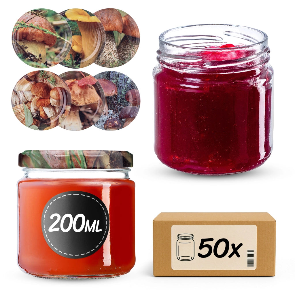 Barattoli per conserve KADAX Lerma 200ml 50 pezzi 66mm + coperchi "Mix di funghi"