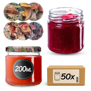 Barattoli per conserve KADAX Lerma 200ml 50 pezzi 66mm + coperchi "Mix di funghi"
