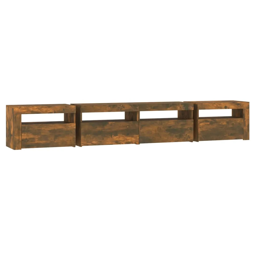 Mobile TV | Armadietto TV | Mobile Porta TV con Luci LED Rovere Fumo 240x35x40 cm