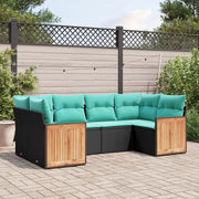 Set Divani da Giardino 6 pz con Cuscini Nero in Polyrattan 3227940