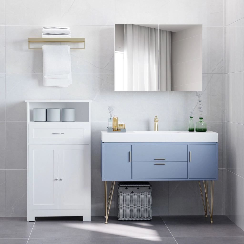 Armadio Bagno con Specchio ¨C Minimal ¨C Lilla Chiaro 80x15x60 cm