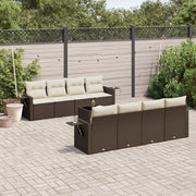 Set Divani da Giardino 9pz con Cuscini Marrone in Polyrattan 3219952