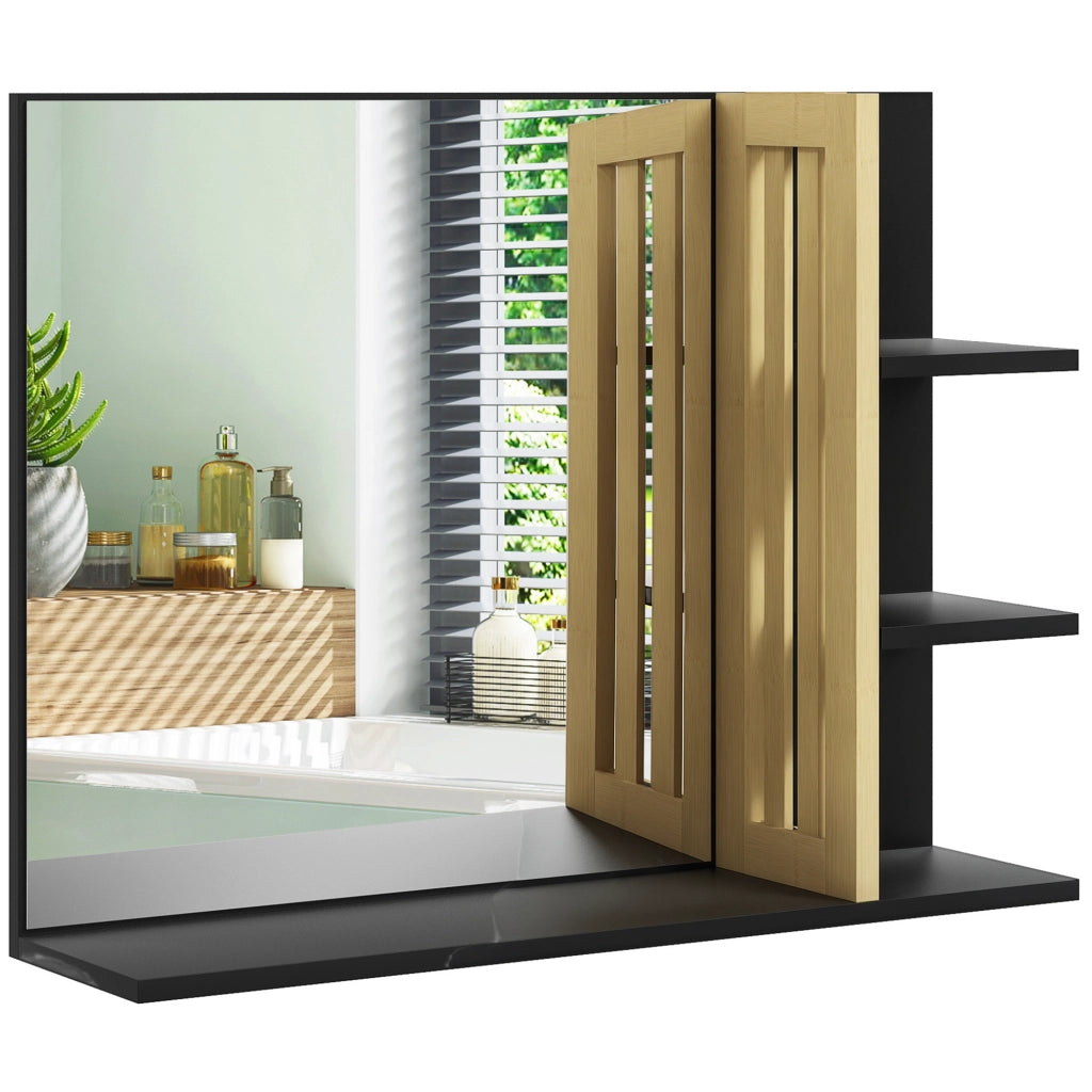 Specchio da bagno con ripiani ¨C Minimal ¨C legno di bamb¨´ 80x30x12