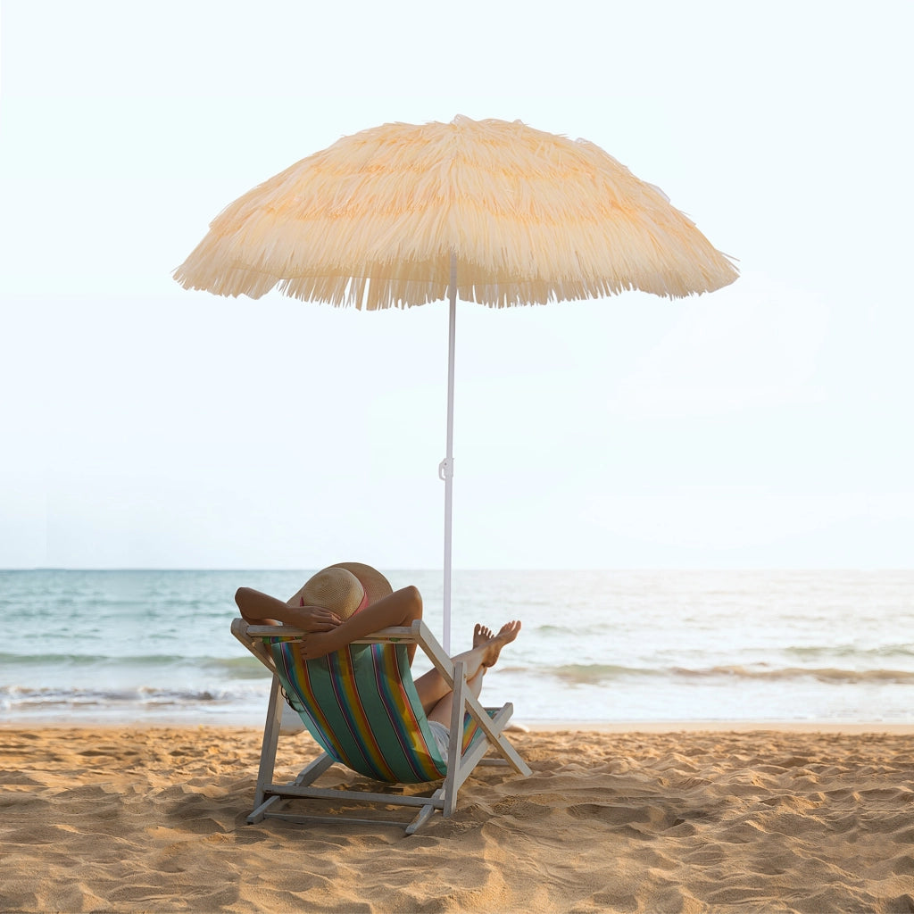 Ombrellone da Spiaggia Inclinabile ¨C Xylo ¨C Poliestere Beige 1.6x2m