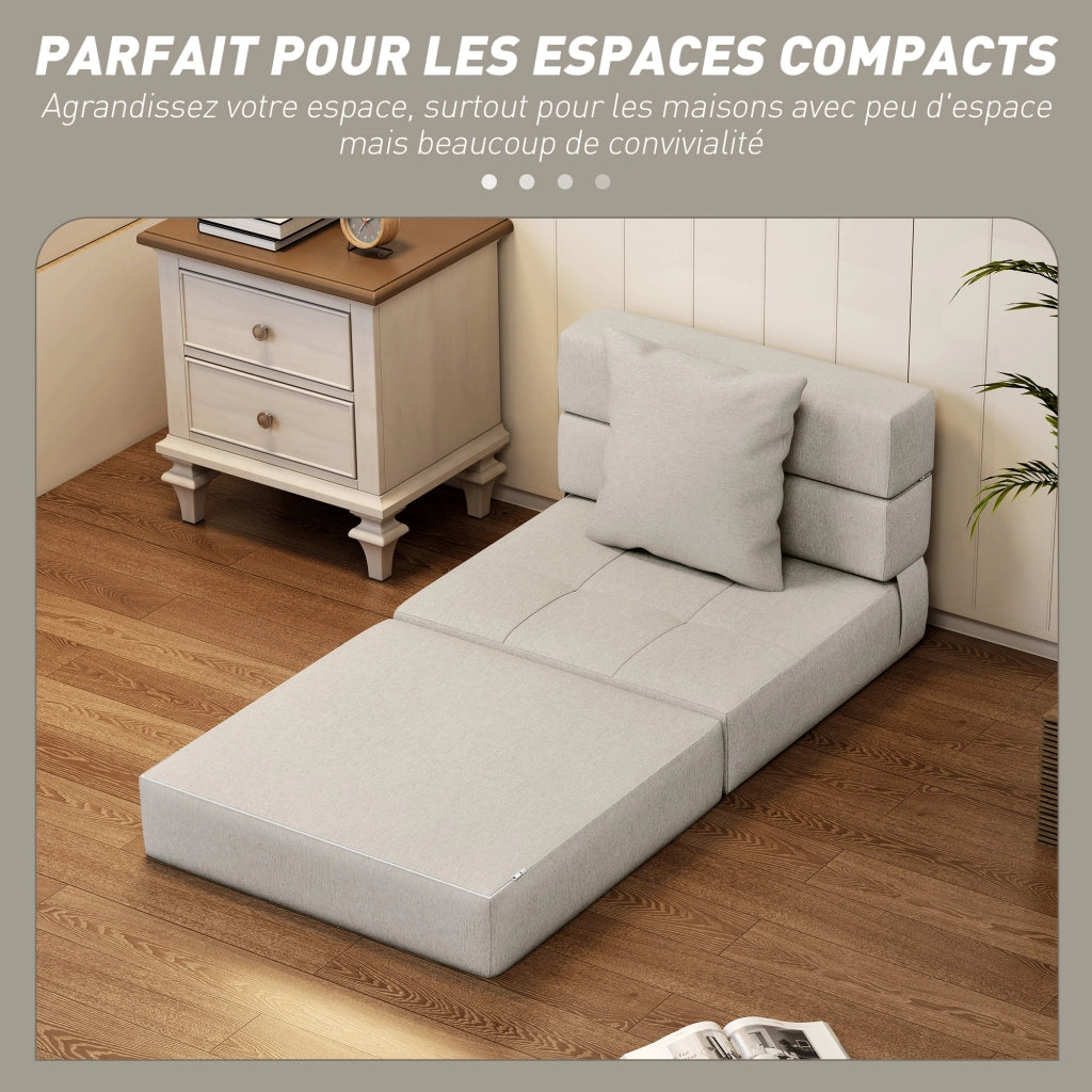 Poltrona letto 1 posto convertibile ¨C Xylo ¨C tessuto beige con cuscino sfoderabile