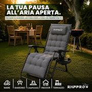 RMF PRO Sdraio da Giardino Pieghevole GRIGIA