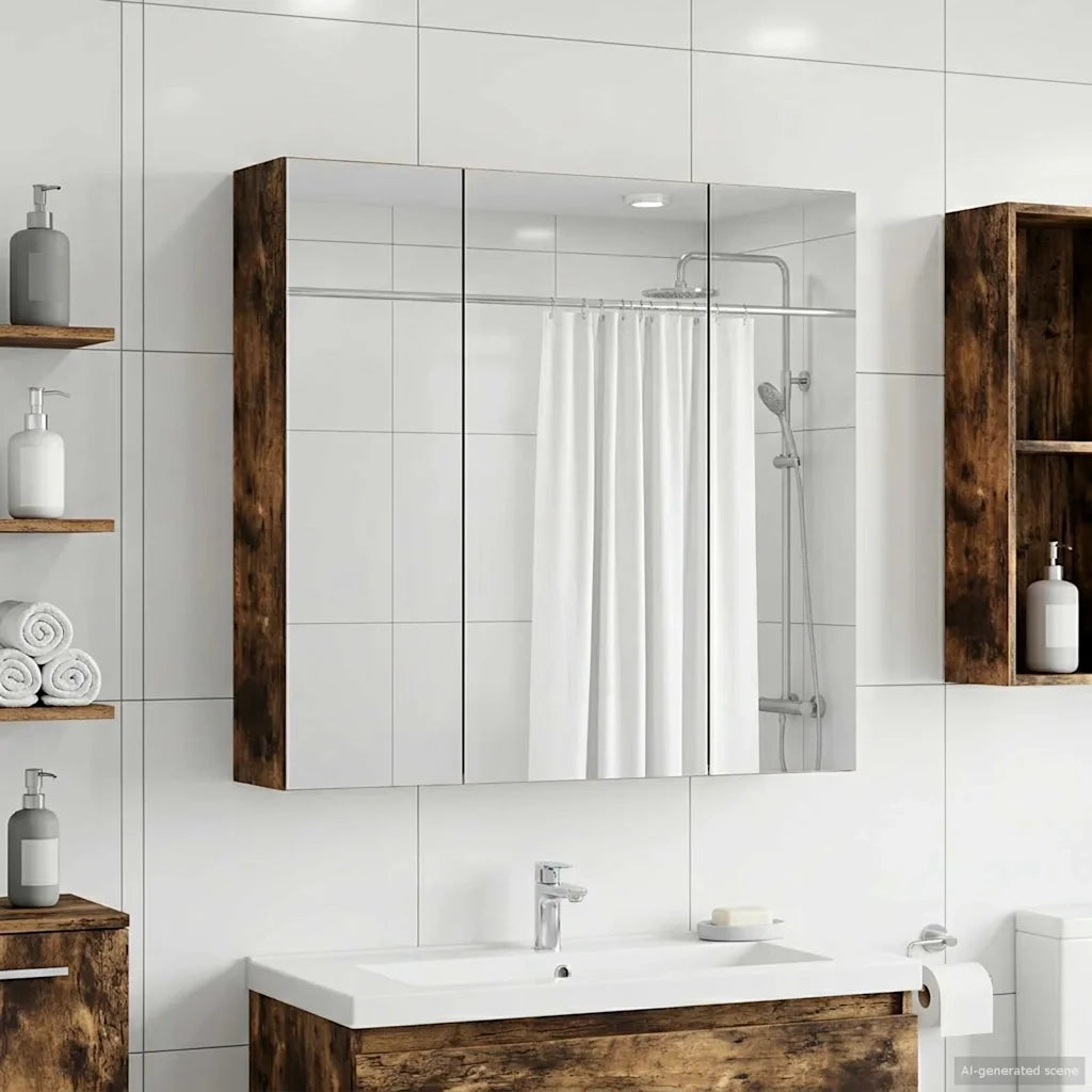Mobiletto per specchio da bagno Rovere fumé 70 x 14,5 x 70 cm 889091