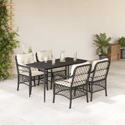 Set da Pranzo da Giardino 5 pz Nero con Cuscini in Polyrattan 3212084