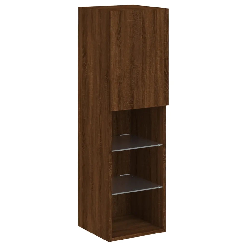 Mobile TV con Luci LED-Credenza TV-Console TV Rovere Marrone 30,5x30x102 cm
