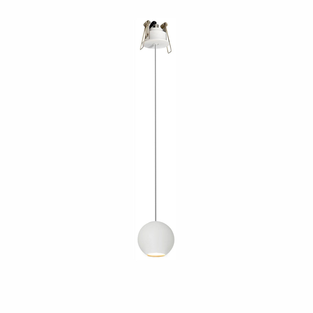 Lampada a Sospensione Sferica Bora 8,5W 36º 2700K Bianco Opaco - Faretto LED da Soffitto ad Alta Resa Cromatica CRI>93 - Beneito & Faure