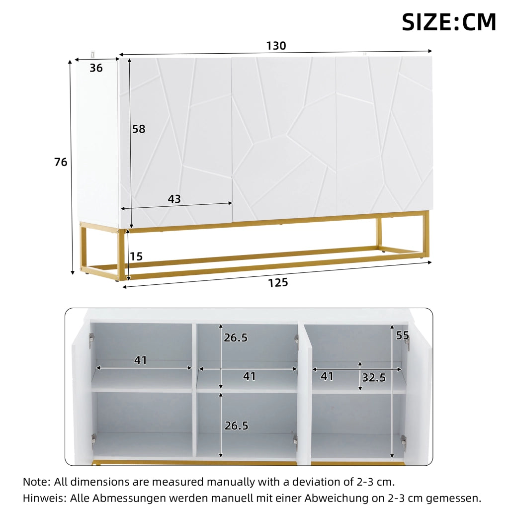 Credenza lucida moderna - Zephmum- 130 cm, 4 scomparti