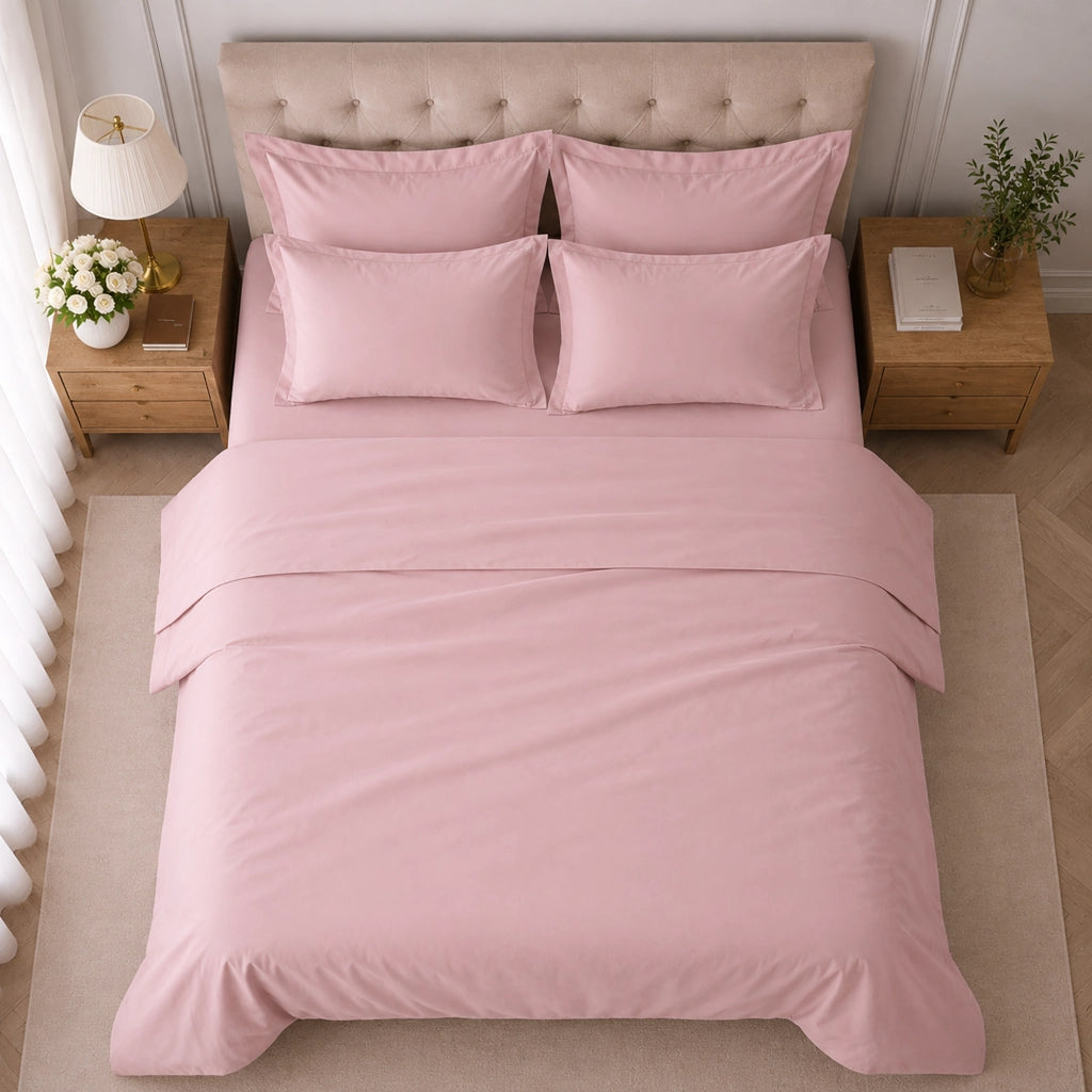 Rotira, set Completo Letto Piazza e Mezza in Cotone, Rosa