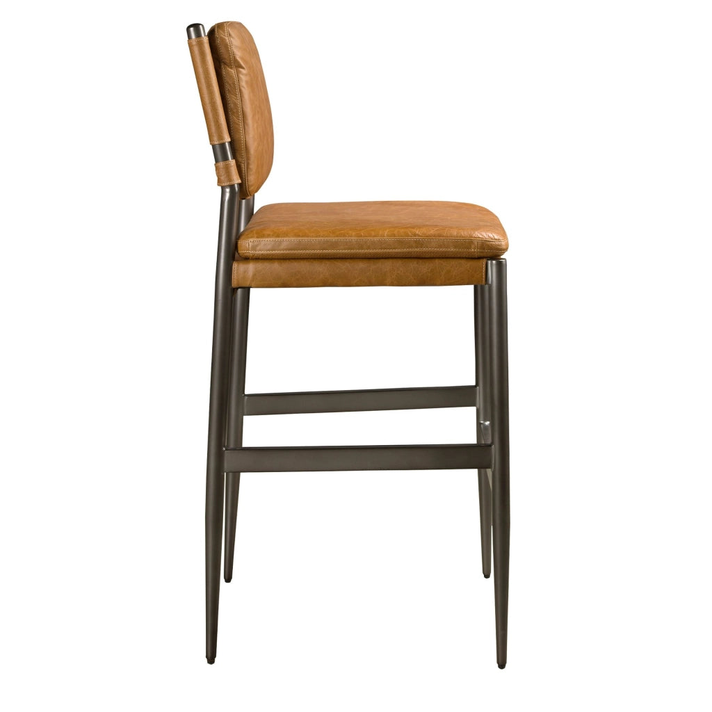 Sgabello in pelle marrone
