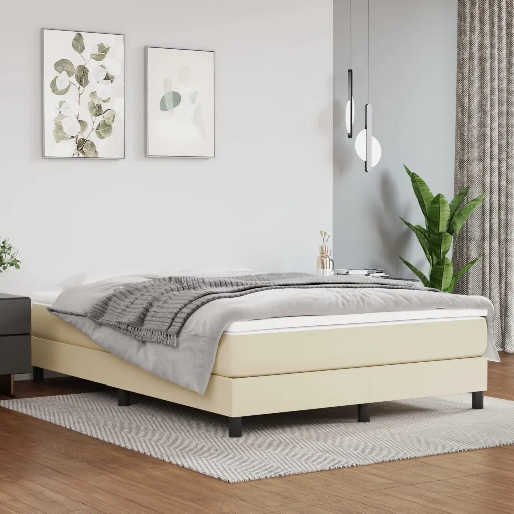 Struttura Letto a Rete a Molle Crema 140x190 cm in Similpelle 3120696